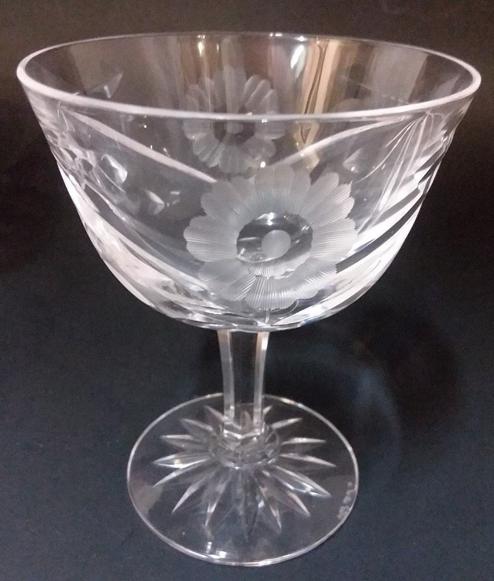8 Kosta Boda KOS2 Cut Floral Design Crystal Liquor Cocktail 3 5/8'' $144 Retail