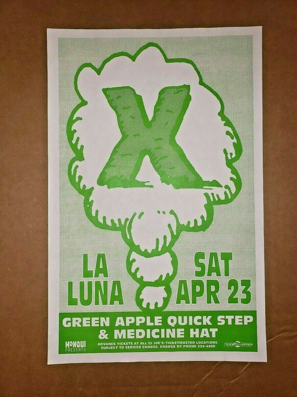 Band "X"  La Luna- Portland, OR. 4/23/1994 Concert Poster Hand Bill