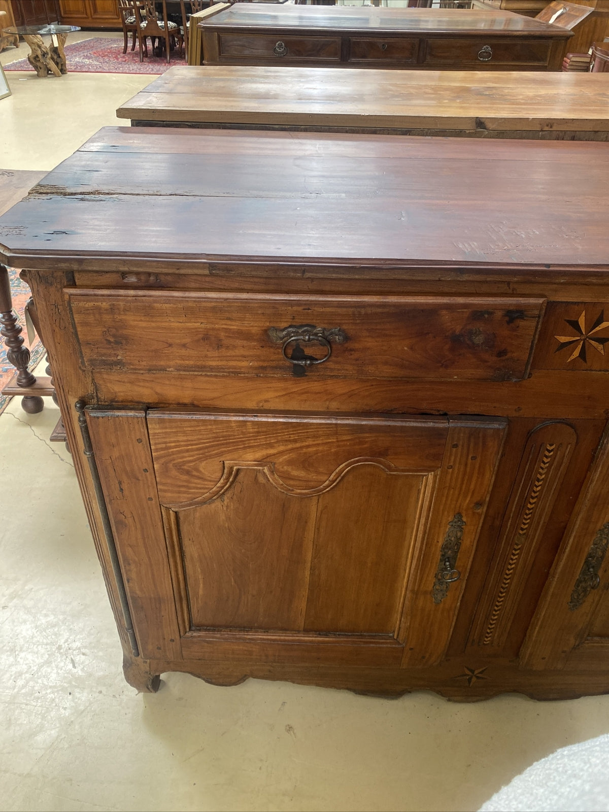 French Provincial Louis XV Inlaid Cherry Chest Commode Sideboard, 19th c. A11