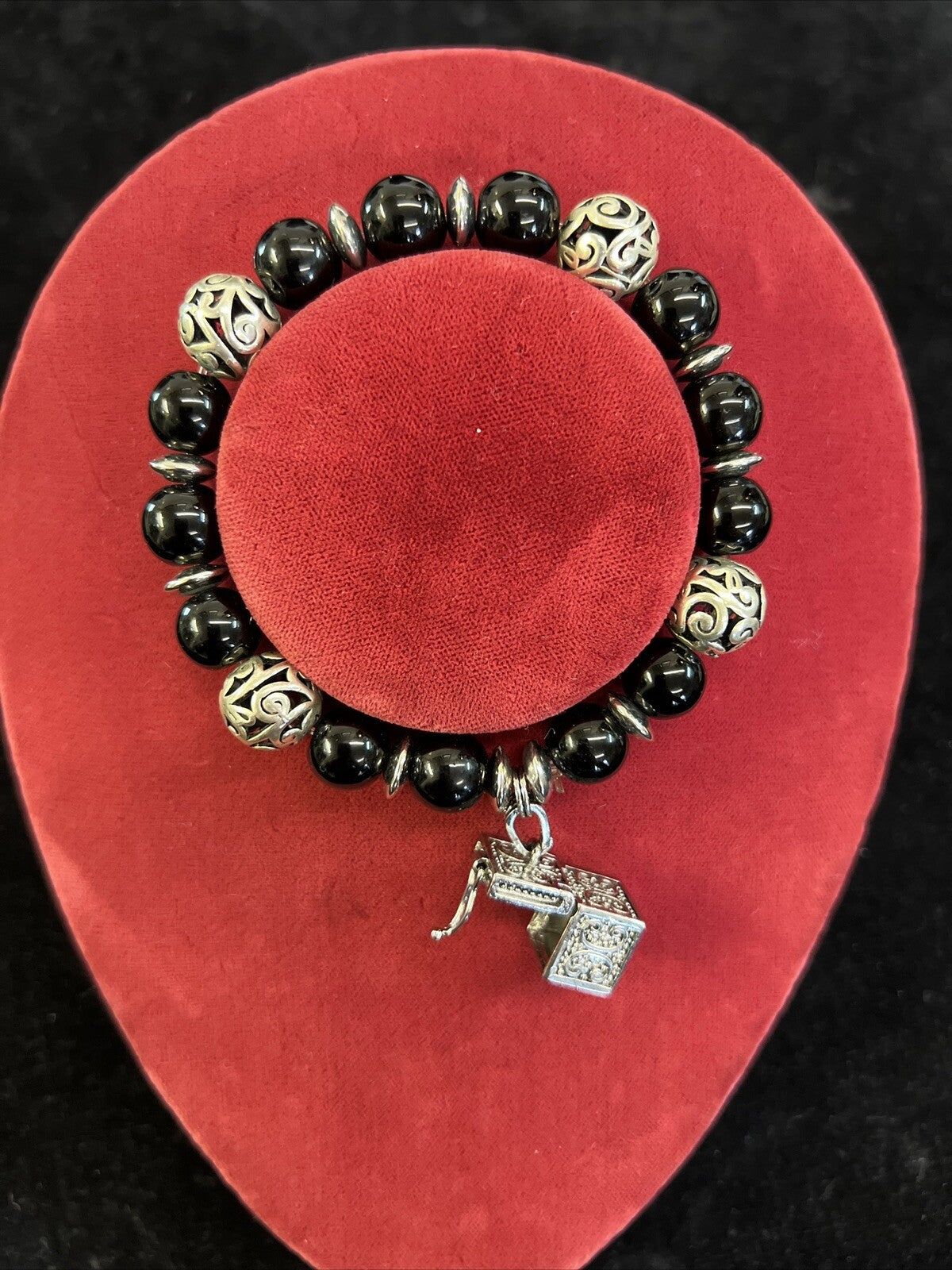 Prayer Box Bracelet Black Silver New Stretch Alexa's Angels Women