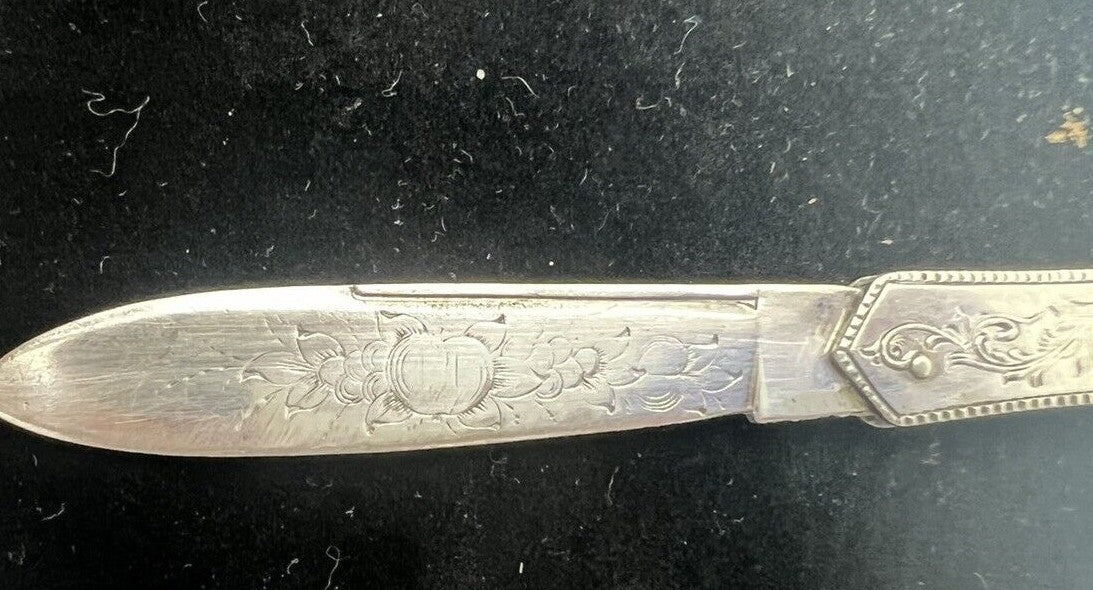 Antique Wm William Rogers Sterling Folding Fruit Knife 1890's Orig Box Seaman NY