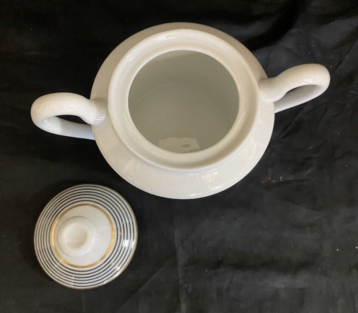 Raynaud Ceralene Crinoline Black Cream & Sugar Set Limoges France 1990 BH235G