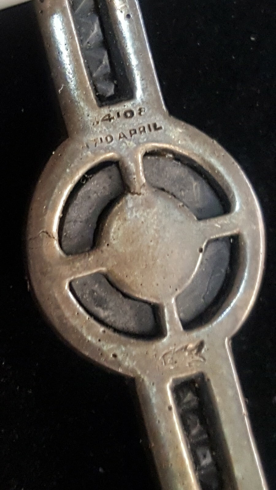 Rare Art Deco Onyx, Diamanté & Sterling Bar Brooch by Fishel, Nessler 1920's