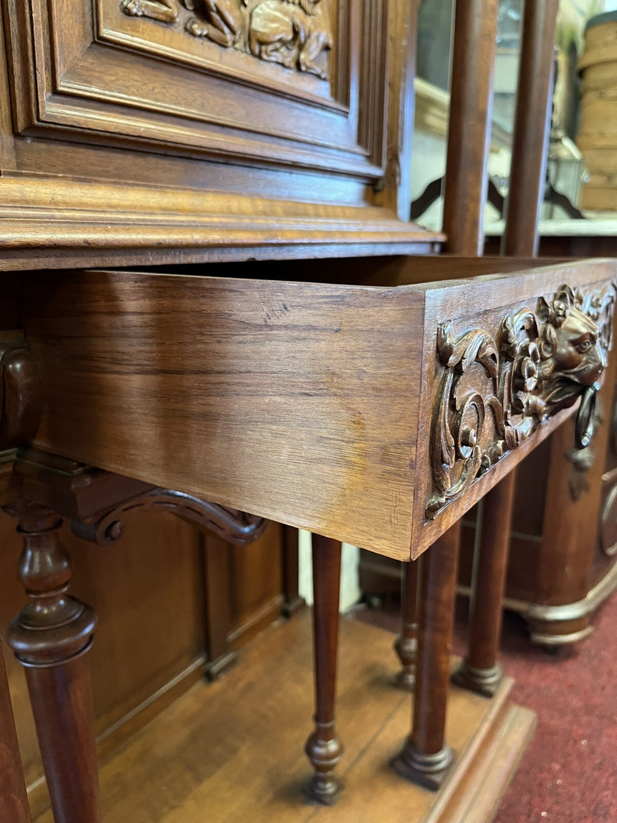 ANTIQUE FRENCH WALNUT WINE OR LIQUOR CABINET 58"H x46"W CREDENCE CHEST
