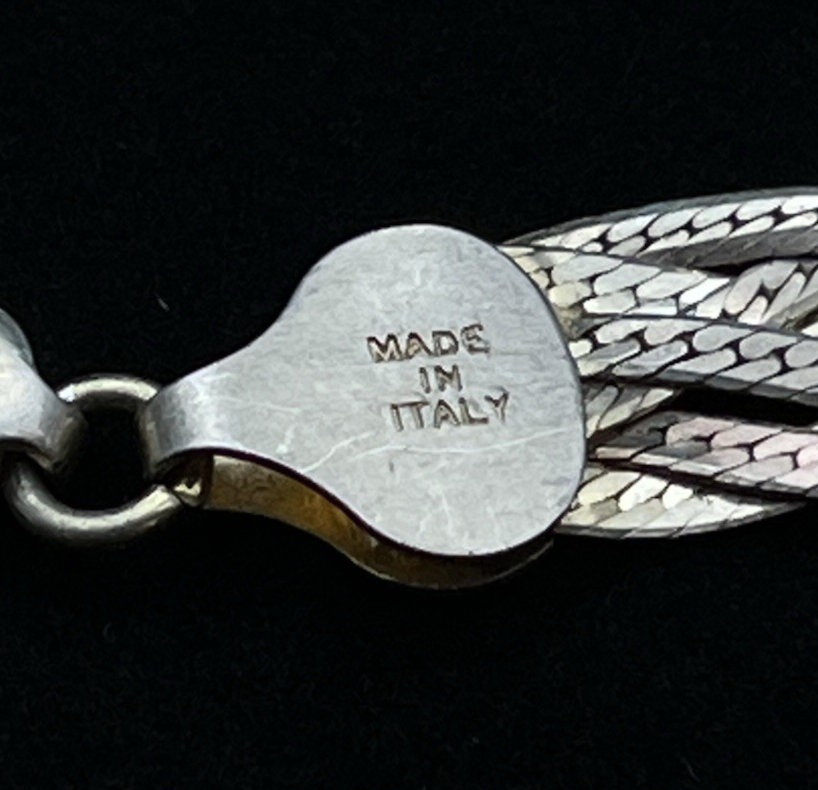 Italian FAS Sterling Silver 3-Tone Braided Herringbone Necklace & Bracelet 20 g