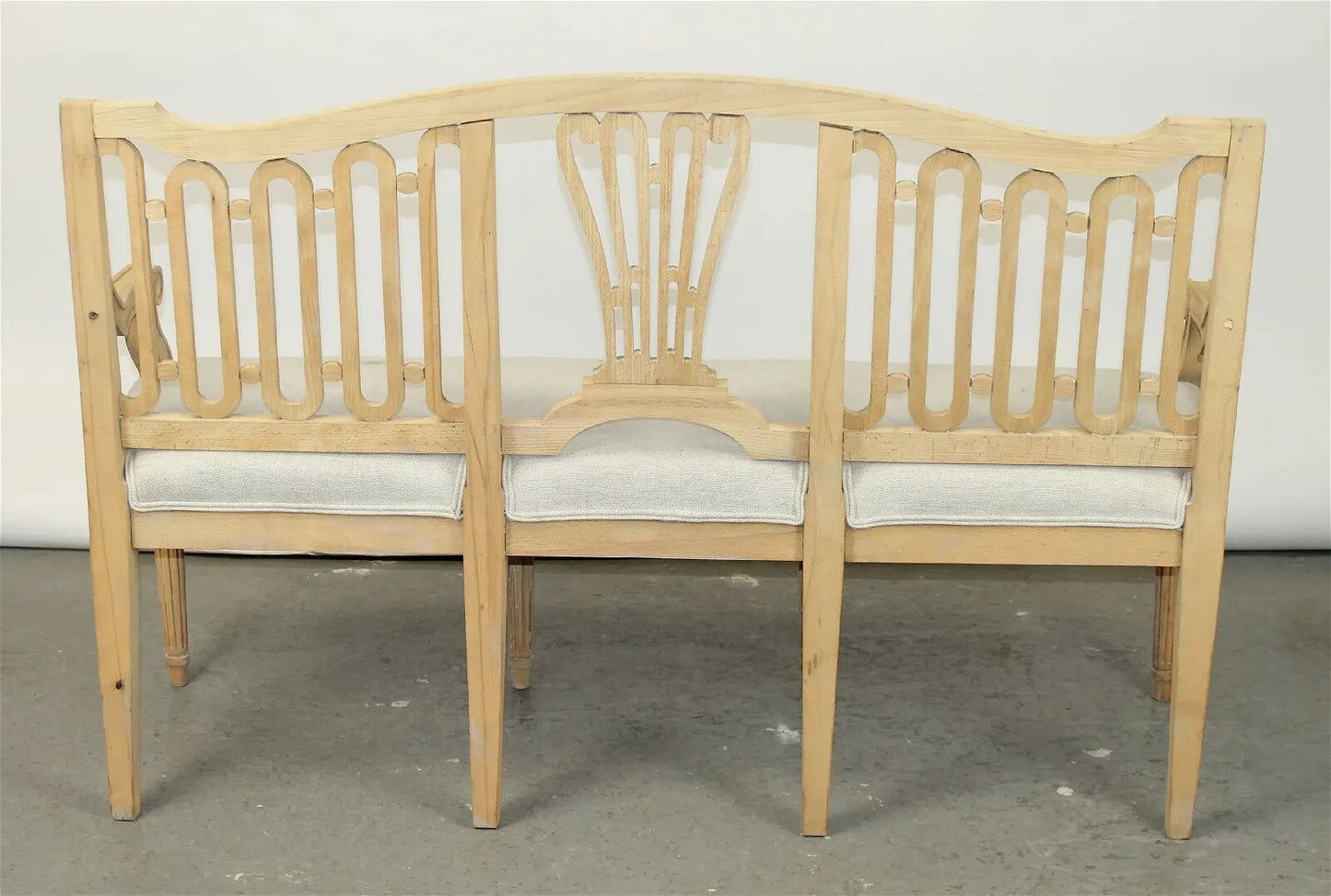 Pair of Gustavian Style Bleached White Oak Swedish Benches 34"h x 56"w