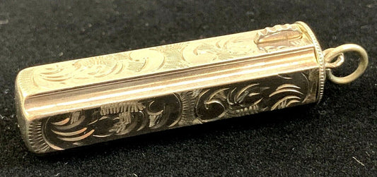 Antique Sterling Silver Lipstick Holder Pendant Chatelaine Edwardian English