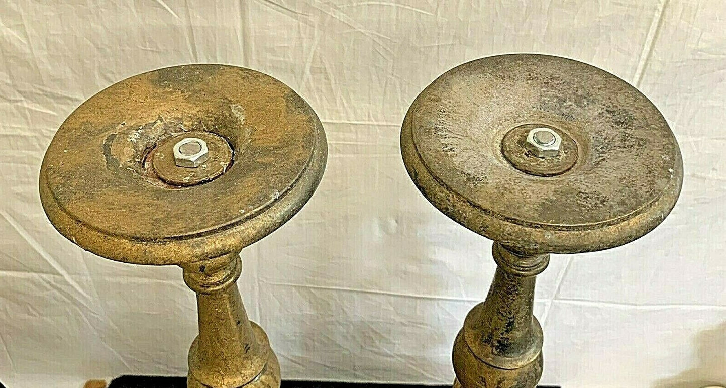 Vtg Brass Bronze Large H 26"Candlesticks Decorative Altar Sticks 12 lbs each