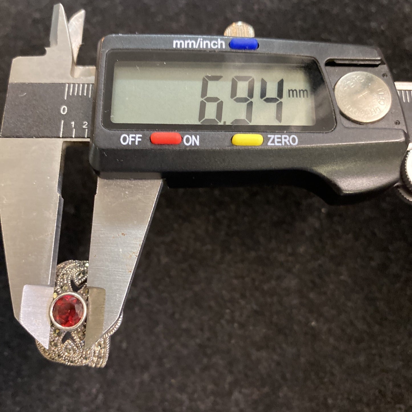 Sterling Silver 925 Garnet & Marcasite Multi Stone Ring SZ 6.5 7.2g JM16