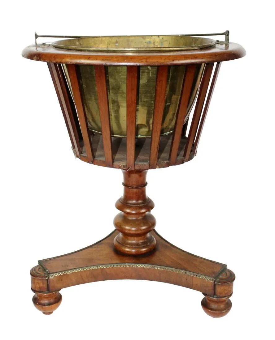 Antique French Fluted Jardiniere Planter Wine Champagne Chiller Bucket w/ Handle