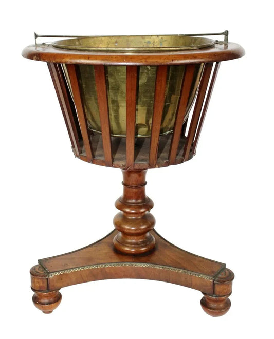 Antique French Fluted Jardiniere Planter Wine Champagne Chiller Bucket w/ Handle