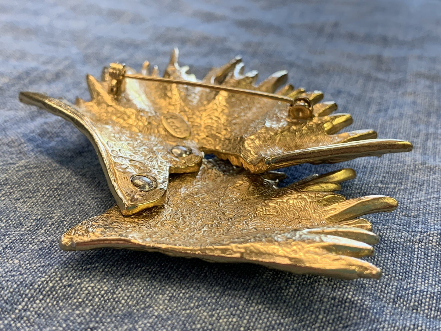 Signed Ledo Gold Large Abstract Avant Garde MCM 1950's Vintage Brooch  Pin