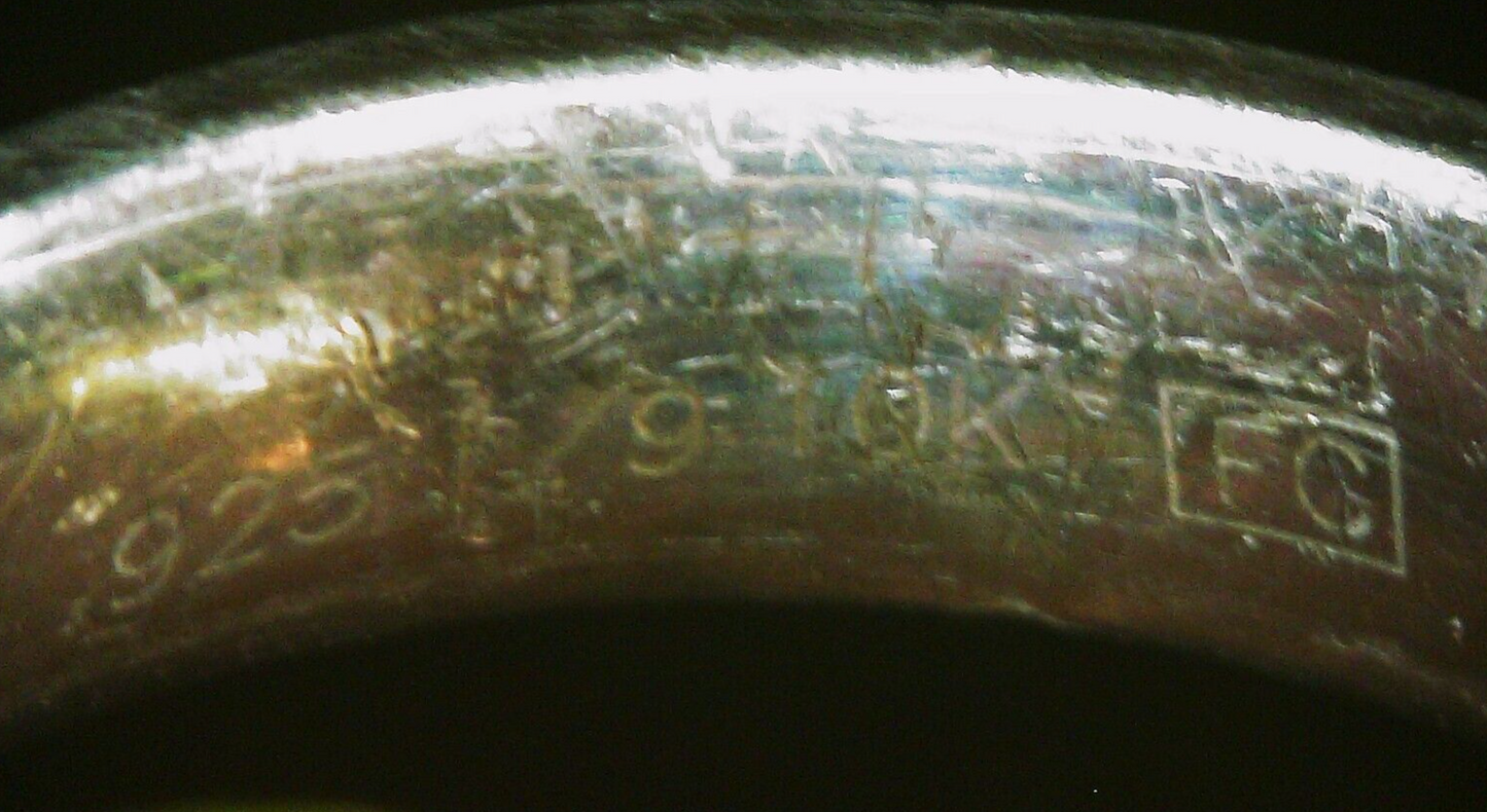 10k Yellow Gold & Sterling Silver Men's Ring Band Size 11.75 7.5g