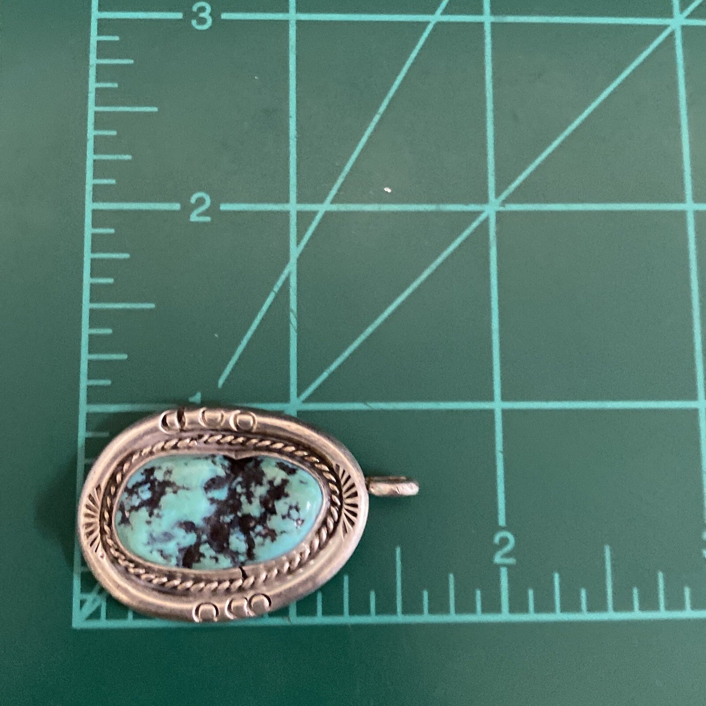 Sterling Silver 1 5/8" Turquoise Pendant
