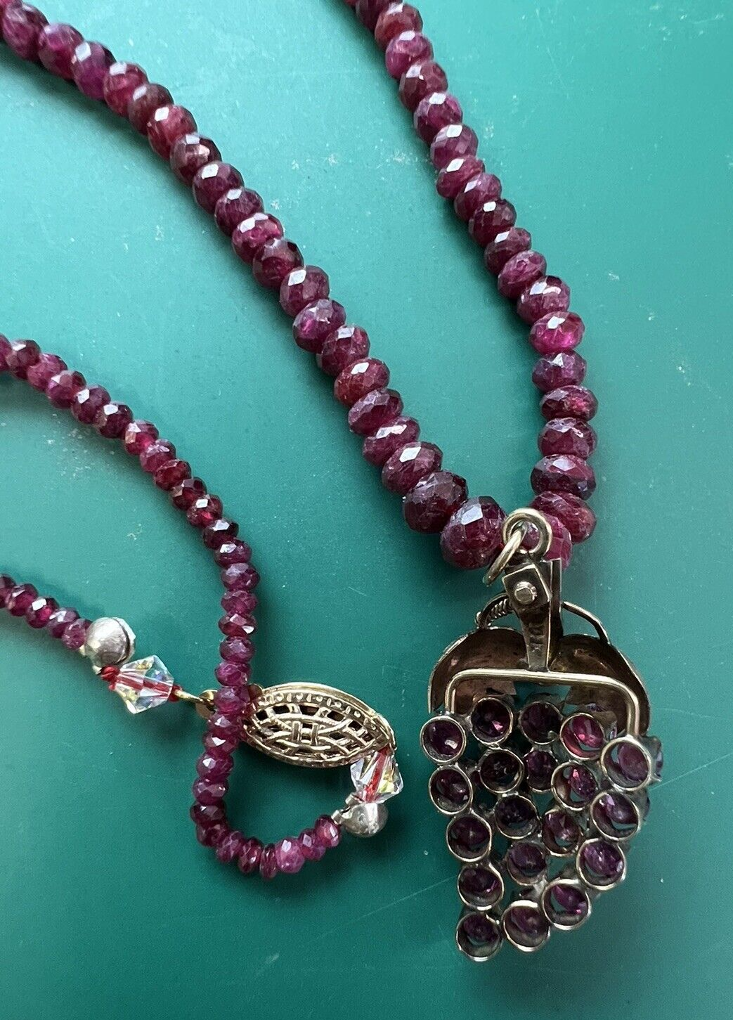 14K Natural Ruby 18" Necklace with Strawberry Ruby Pendant total 68.85 Carat TW