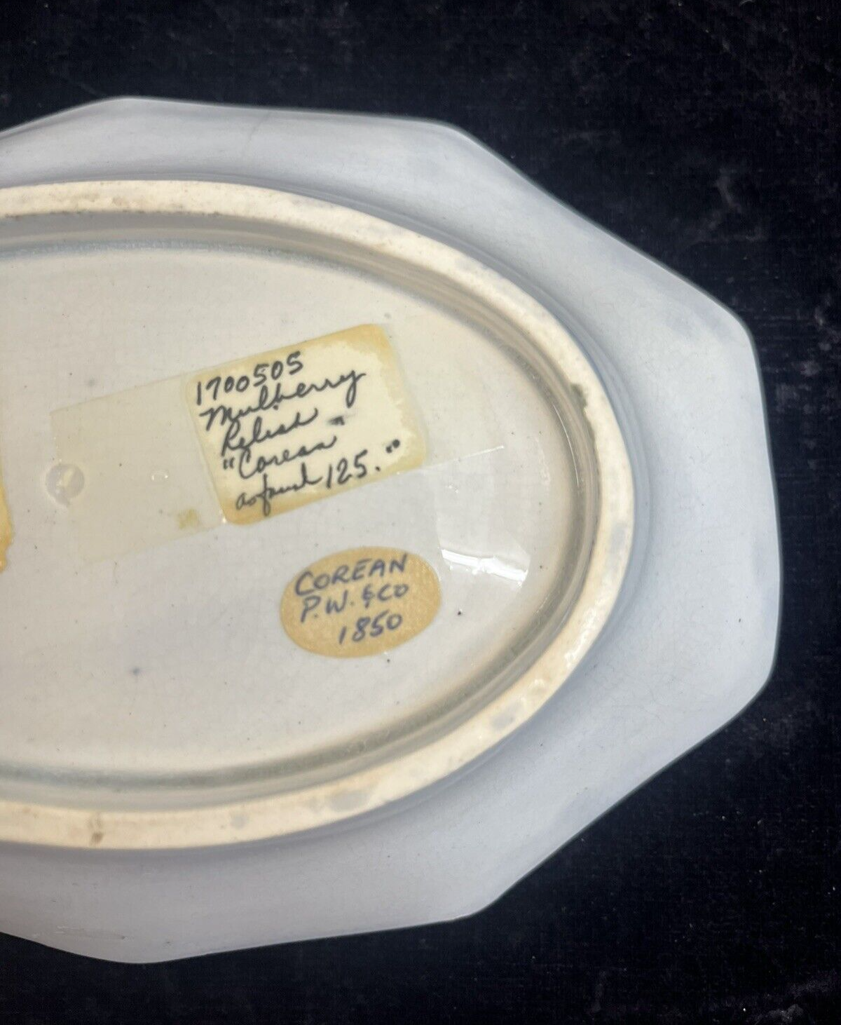 Mulberry Ironstone China "Corean" 1850s Shell Relish Dish