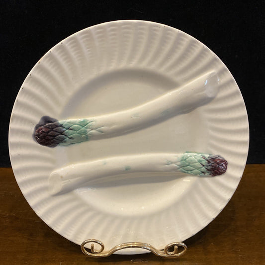 Antique Faience majolica barbotine Asparagus Plate By Creil et Montereau