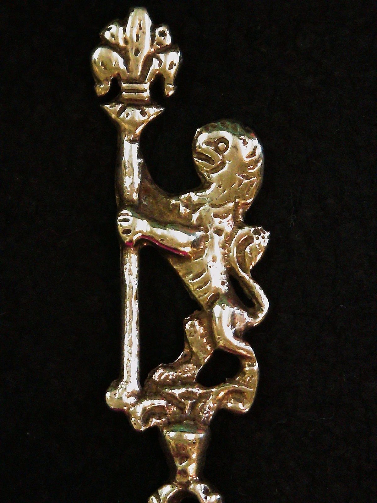 Antique Italian 5g Firenze .800 Silver Heraldic Lion Figural Olive Fork 4"