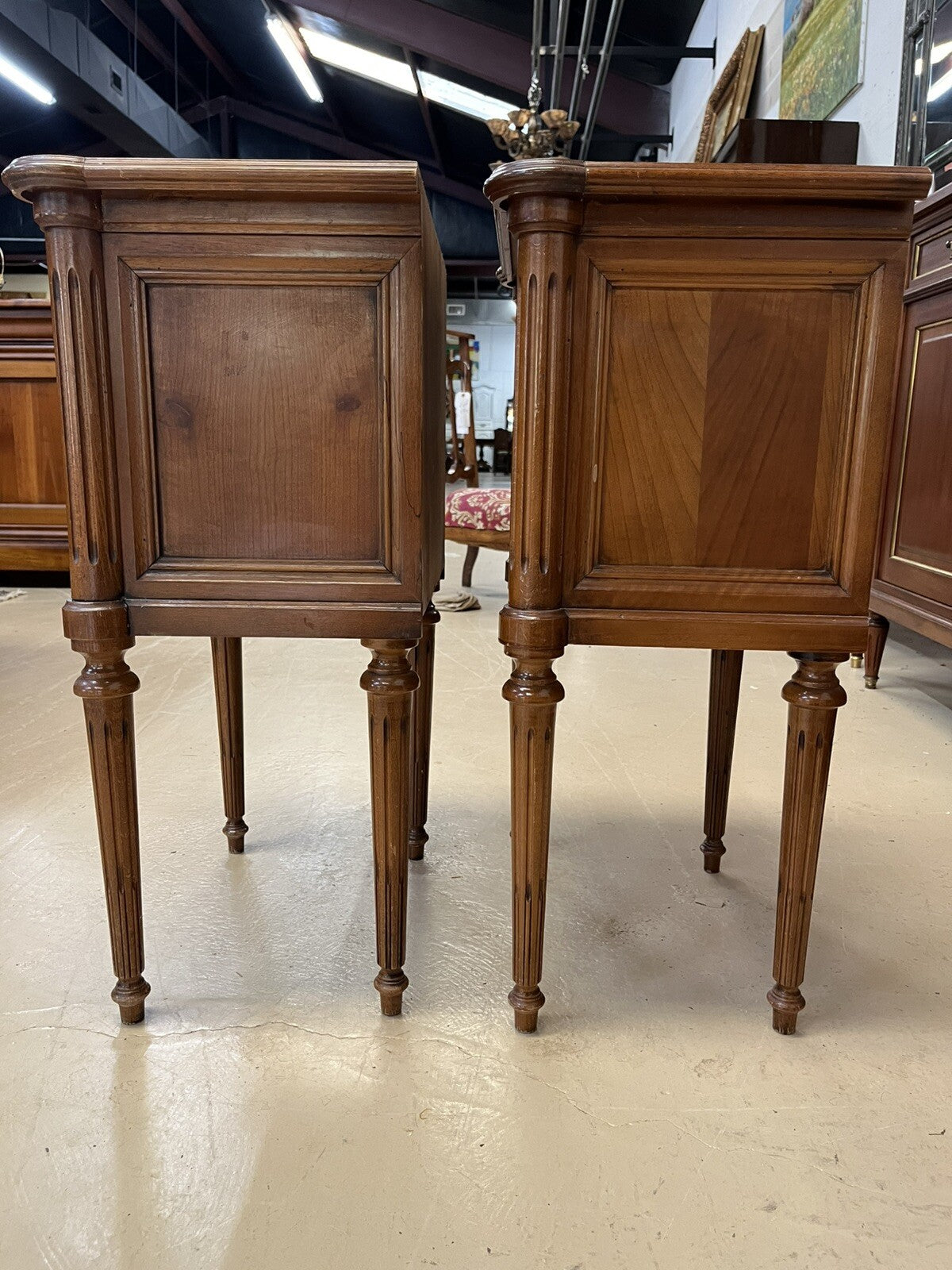 PAIR OF FRENCH LOUIS XVI STYLE TWO-DRAWER NIGHTSTANDS END TABLES