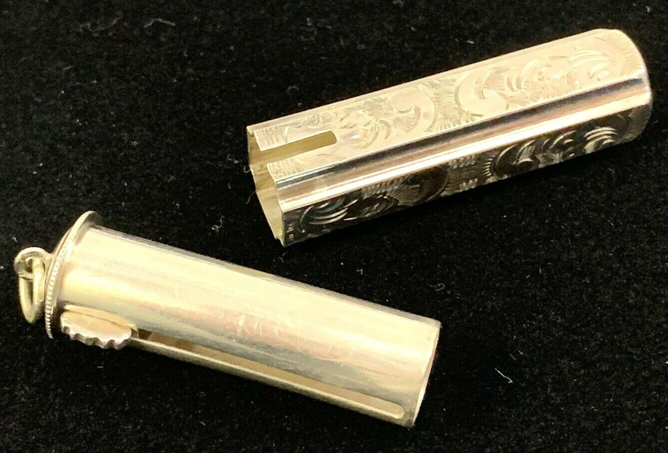 Antique Sterling Silver Lipstick Holder Pendant Chatelaine Edwardian English