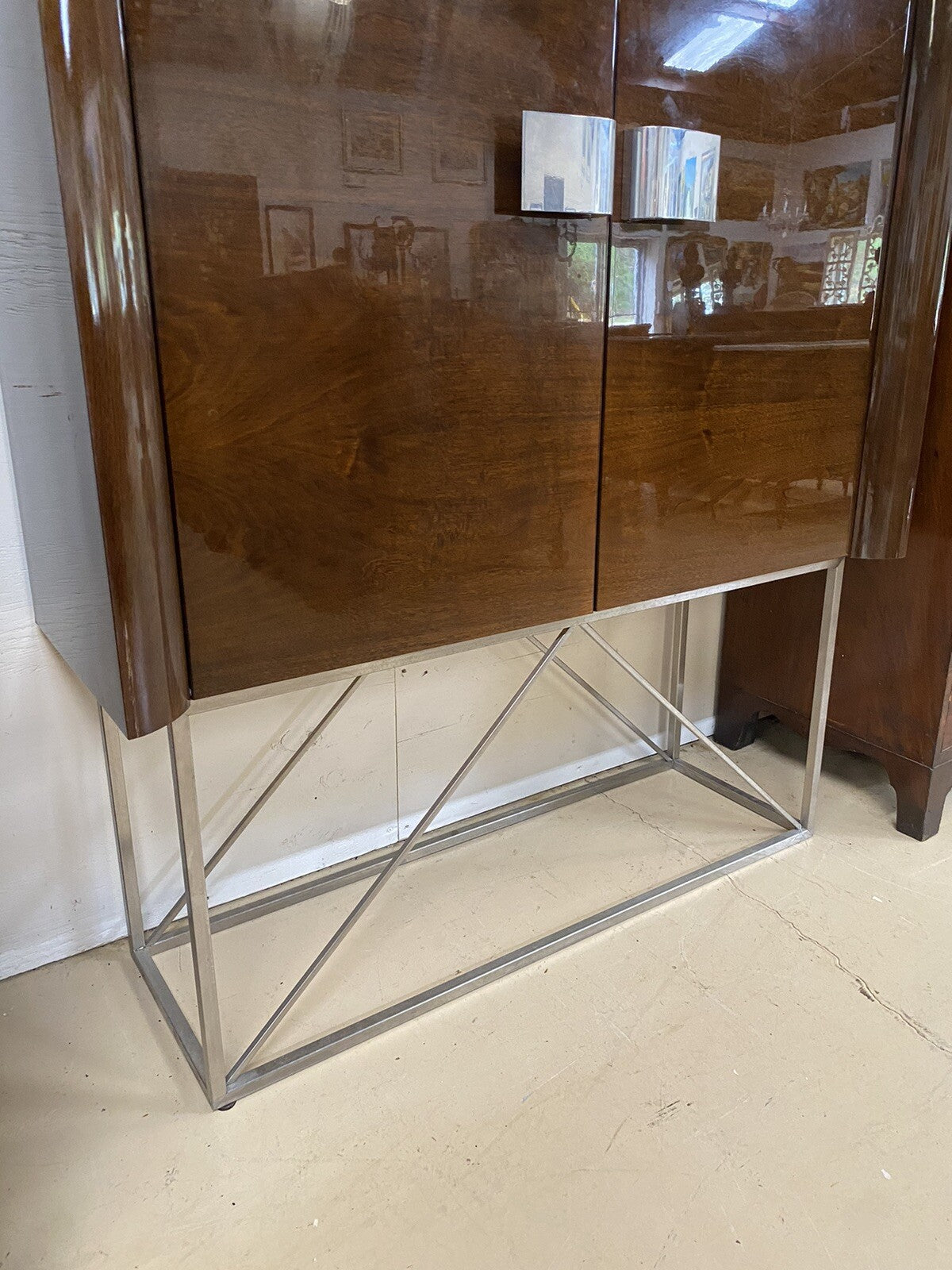 5th AVENUE BY MALERBA ITALIAN LACQUERED MAHOGANY LIQUOR DISPLAY CABINET BAR