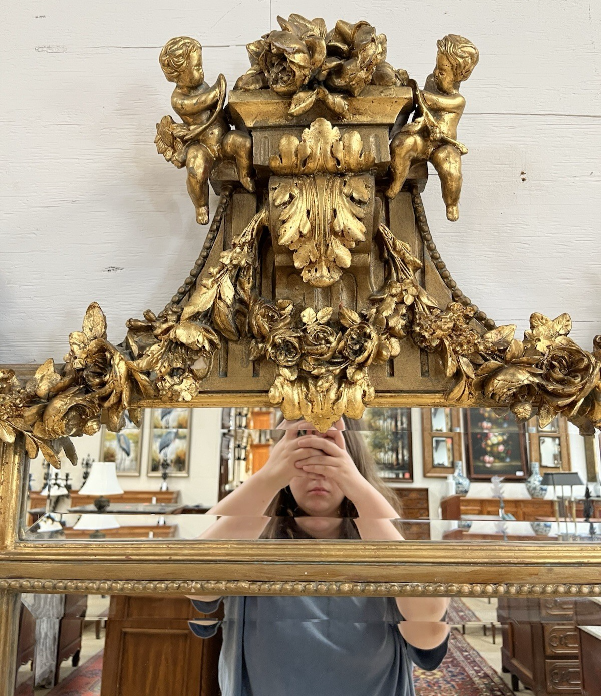 81" X 46" PAIR OF PALATIAL LOUIS XVI STYLE GILT GOLD PARCLOSE PIER WALL MIRRORS