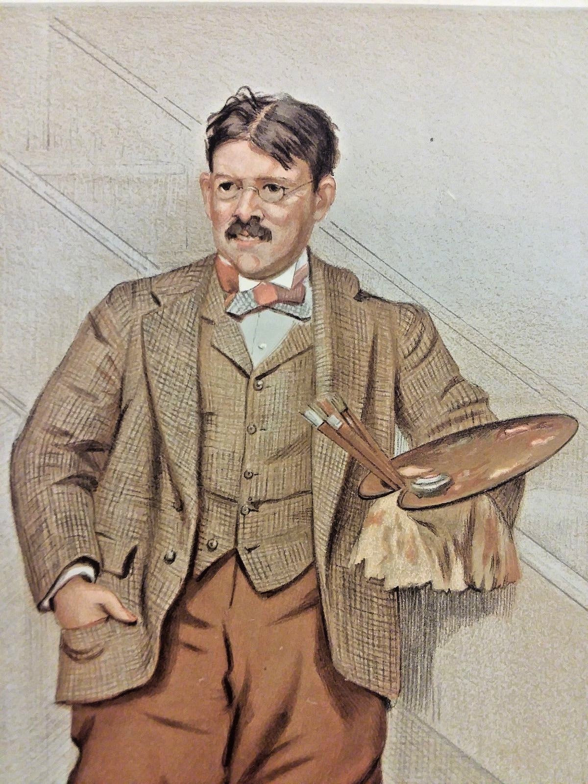 Antique Vanity Fair Print 1898 Edwin Abbey Artist " FAIRFORD ABBEY" by SPY #497