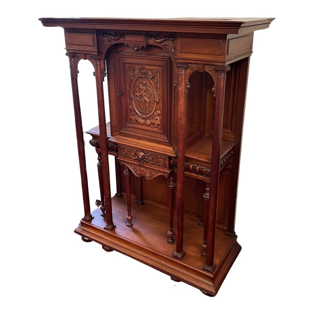 ANTIQUE FRENCH WALNUT WINE OR LIQUOR CABINET 58"H x46"W CREDENCE CHEST