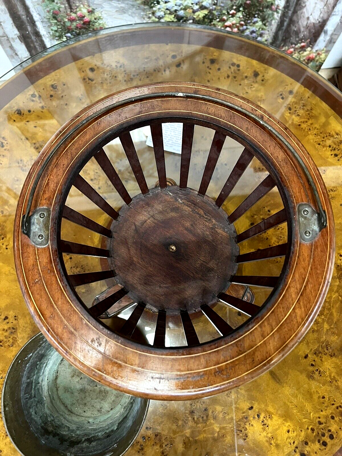 Antique French Fluted Jardiniere Planter Wine Champagne Chiller Bucket w/ Handle