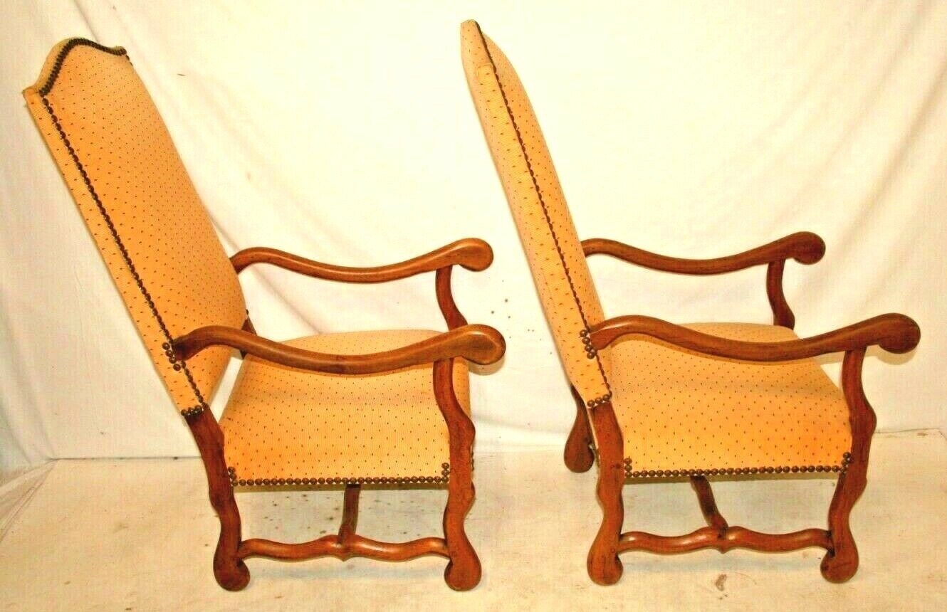 Pair of Antique French Walnut Sheep Bone Chairs Os du Mouton