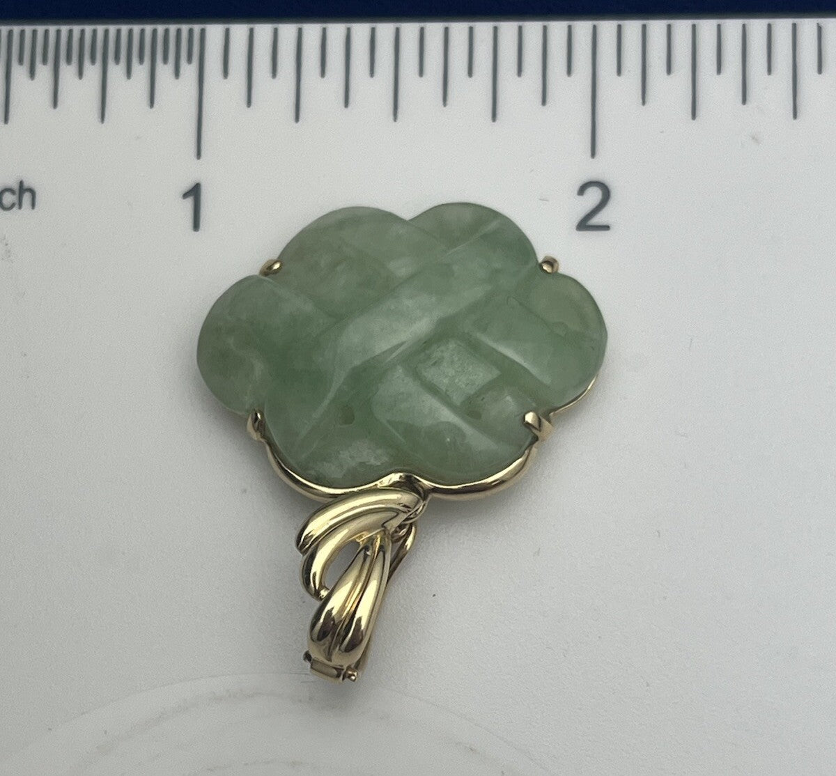Estate 14K Yellow Gold Jade Weave Endless Infinity Knot Pendant 5.4g Hinged Bail