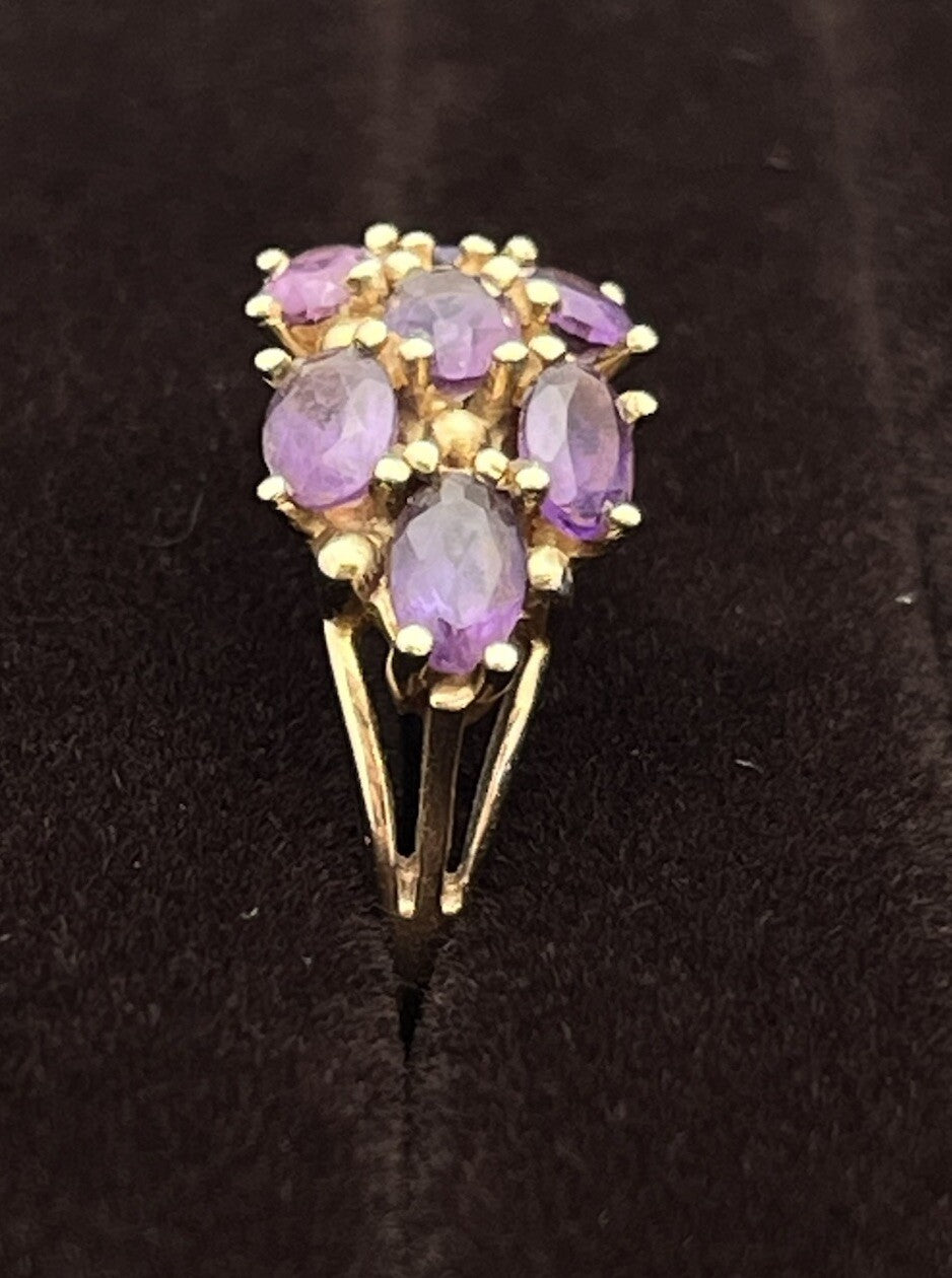 3g 14K Yellow Gold Multi Amethyst Stone Ring Size 6.75 ZRW Jewel America NYC