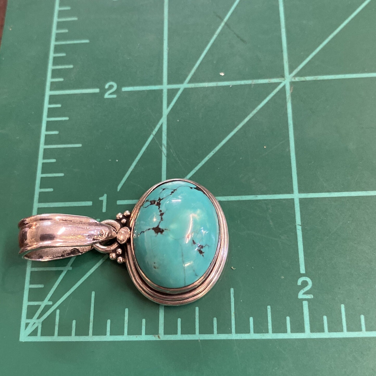 925 Sterling Silver Turquoise Gemstone Pendant 11.2g