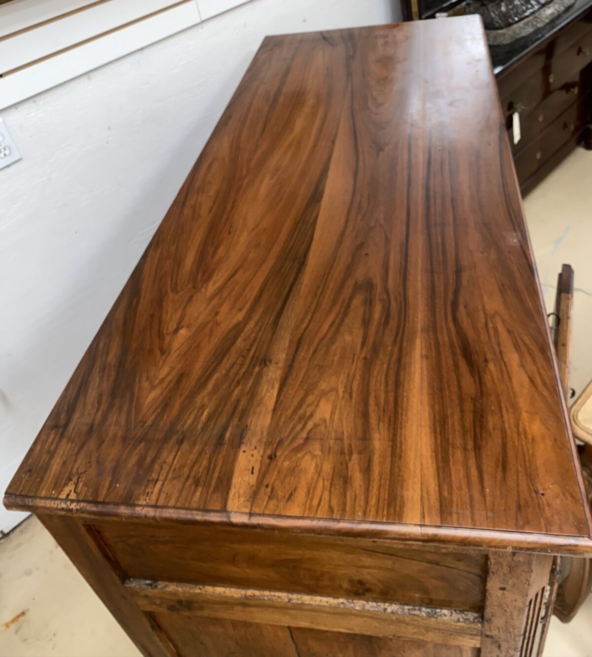 Antique French Louis XV Philippe Figured Walnut Chest Commode Sideboard Server