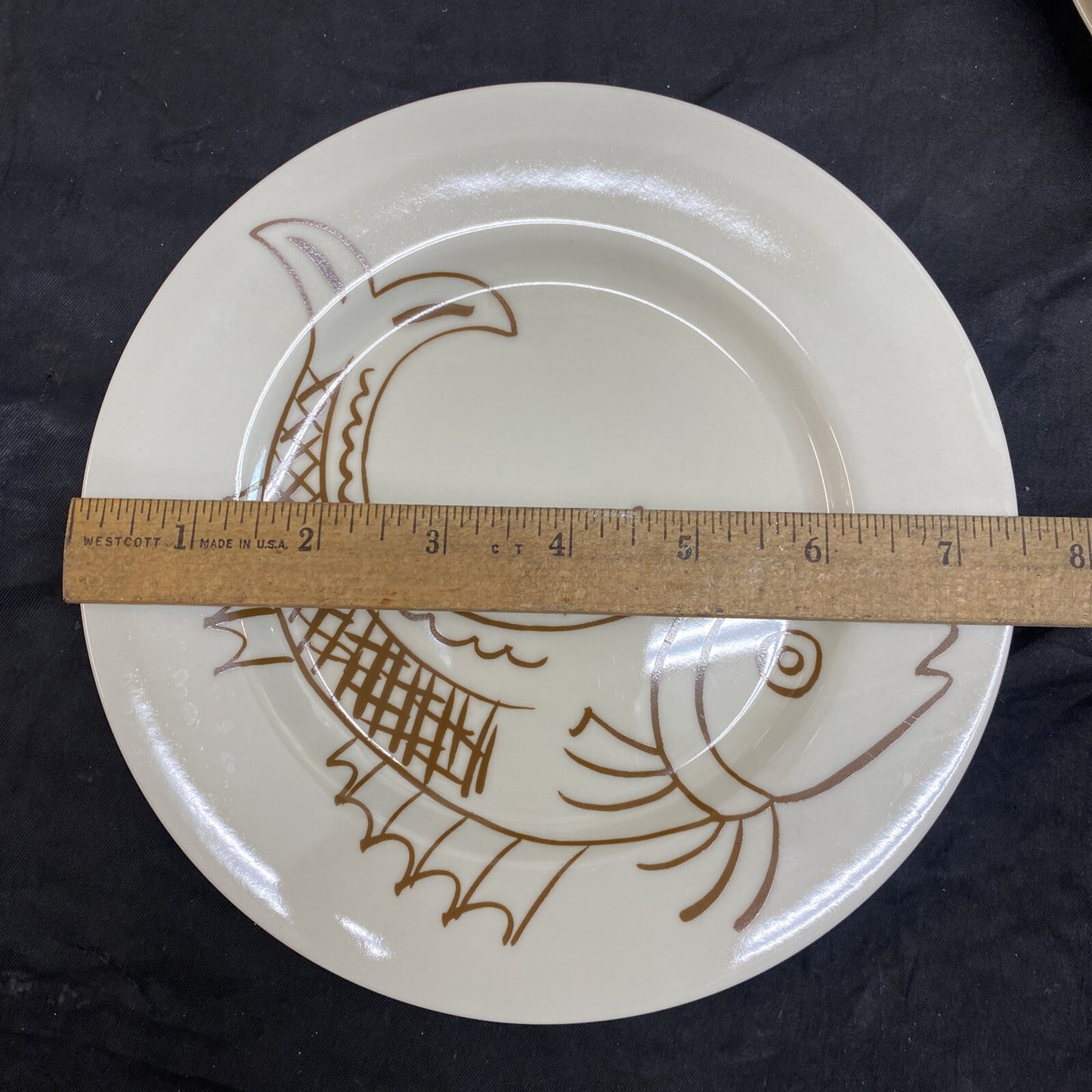 Fitz & Floyd 1976 Les Fish Brown 7 1/2" Salad Plate Set of 4 KM10