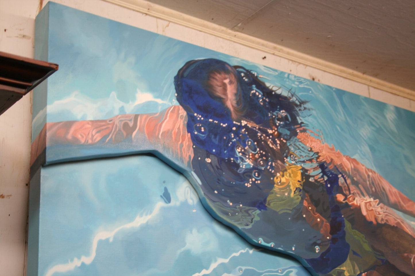 Jeannie Maddox Original Oil Painting "Masked Diver" 3D Gallery Wrap 70" x 48"