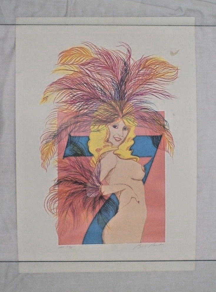 Vintage Serigraph Bob Pardo Pencil Signed Artist Proof 3 of 35 "Lady Luck"