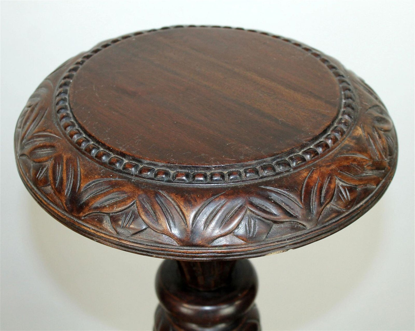 Pair of Classical Carved Mahogany Pedestal Plant Stands H 5 ft Scroll Base