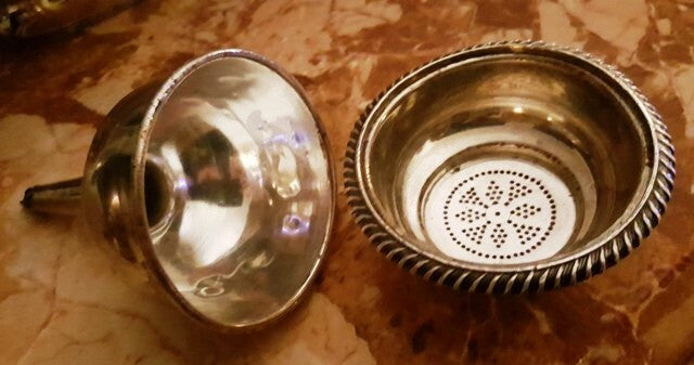 Antique English Georgian Silver Plate 2 pc Wine Funnel