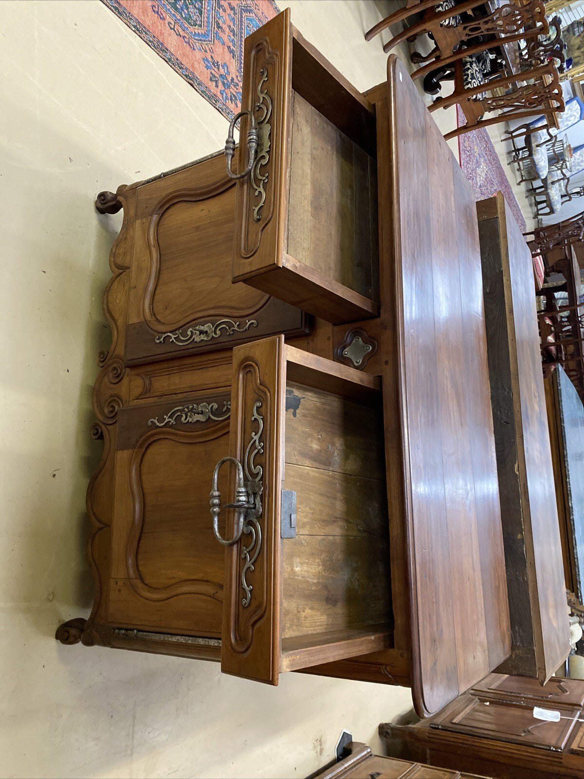 ANTIQUE FRENCH PROVINCIAL FRUITWOOD FARMHOUSE RUSTIC SIDEBOARD EARLY 1800's