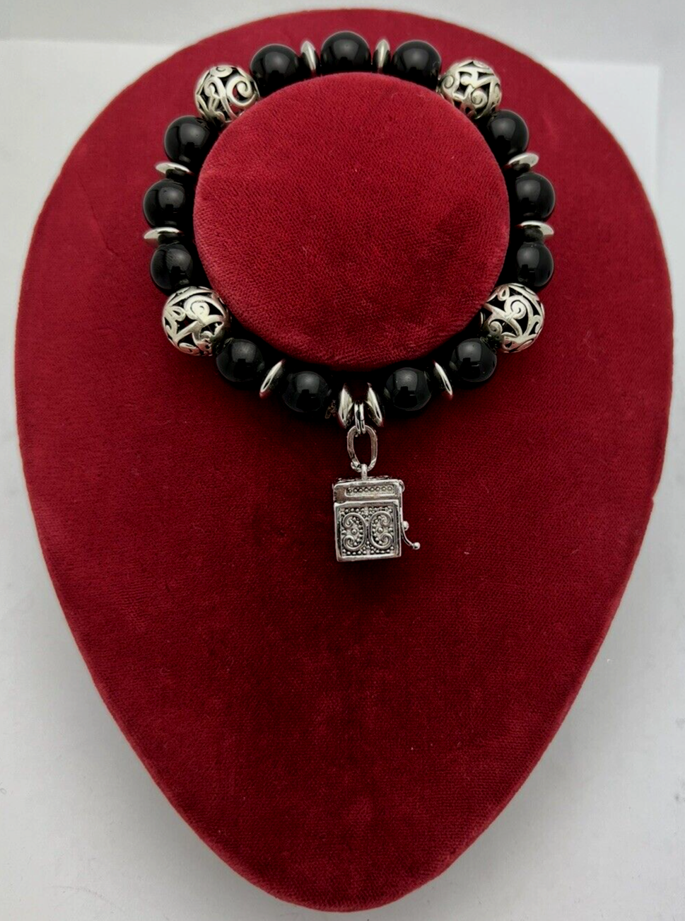 Prayer Box Bracelet Black Silver New Stretch Alexa's Angels Women