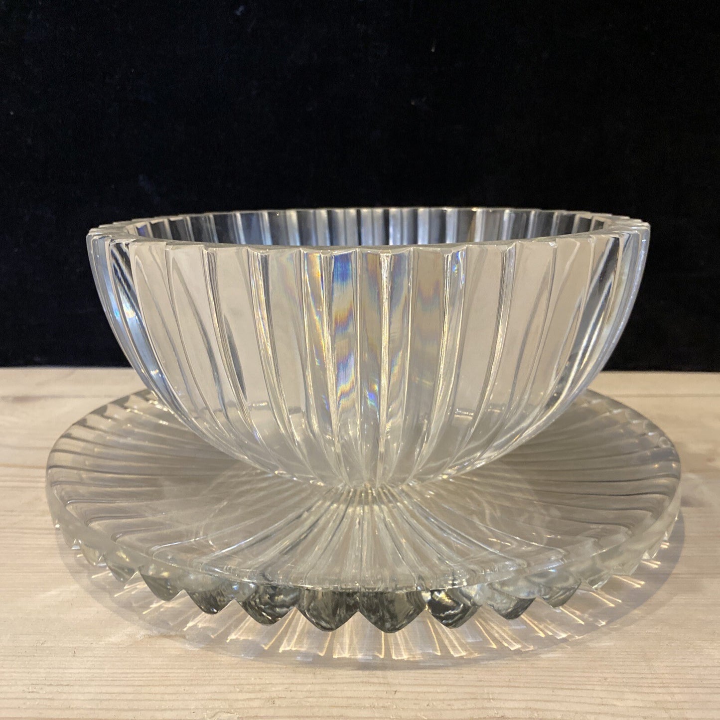 CJR Claus Josef Riedel LARGE AUSTRIAN CUT CRYSTAL Plate & Bowl