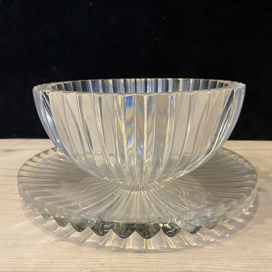 CJR Claus Josef Riedel LARGE AUSTRIAN CUT CRYSTAL Plate & Bowl