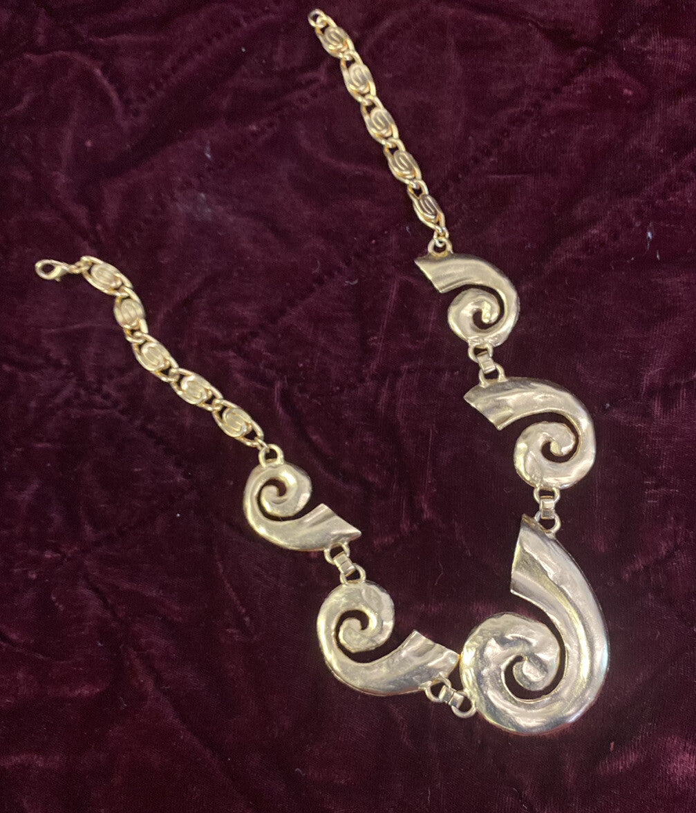 Retro Gold Plated 17" Necklace and Matching  Clip-on Earrings MCM