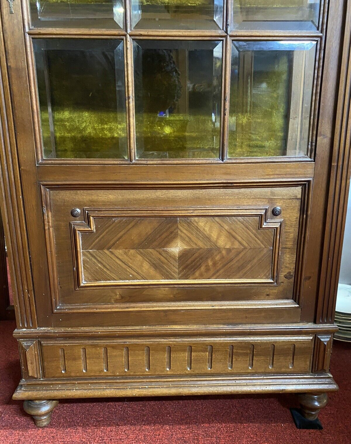 Antique French Napoleon III Walnut Vitrine Display Cabinet