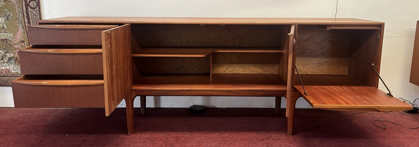 1960's McINTOSH 'DUNFERMLINE' MID-CENTURY MODERN TEAK SIDEBOARD  w/ FOLDOUT BAR