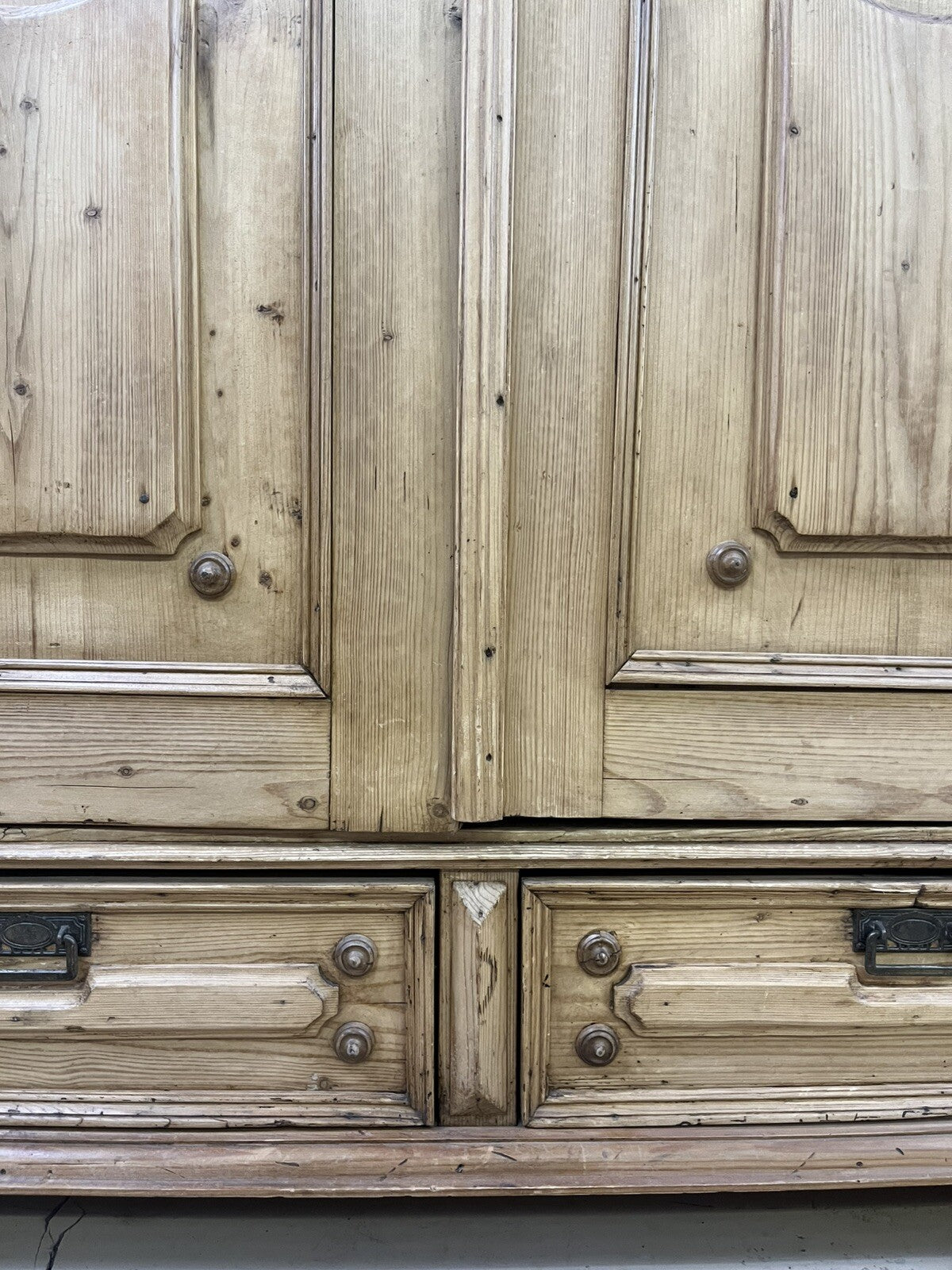 BLEACHED PINE CARVED PINE ARMOIRE CONVERTED BAR WINE LIQUOR CABINET 78" HIGH