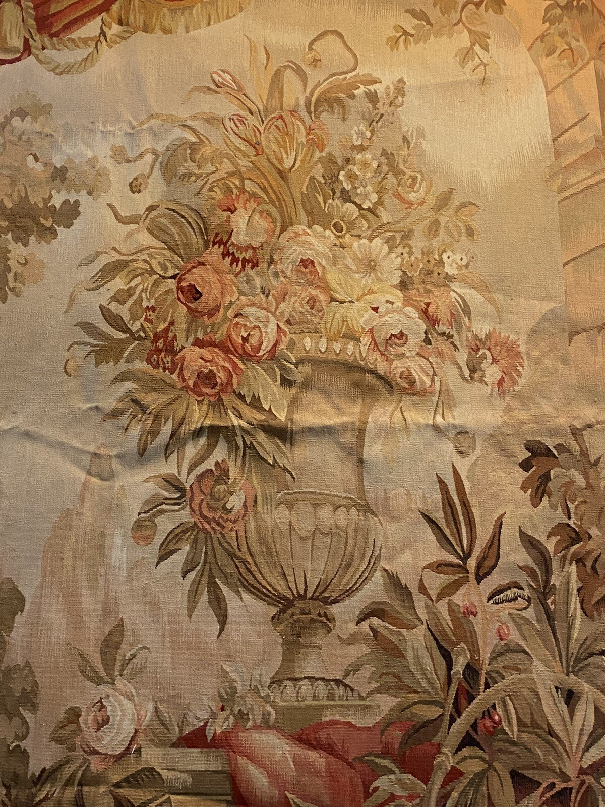 Large Oriental Aubusson Design Floral Tapestry 74x74"