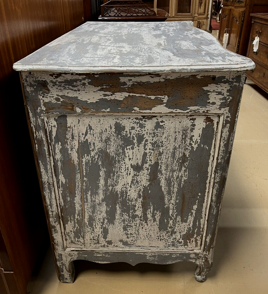 Antique French Painted Louis XV Provincial Serpentine Chest of Drawers Commode