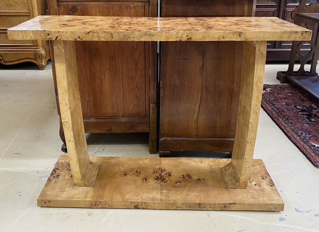 Art Deco Inspired Burled Birds Eye Maple Entryway Console 20th C. A5